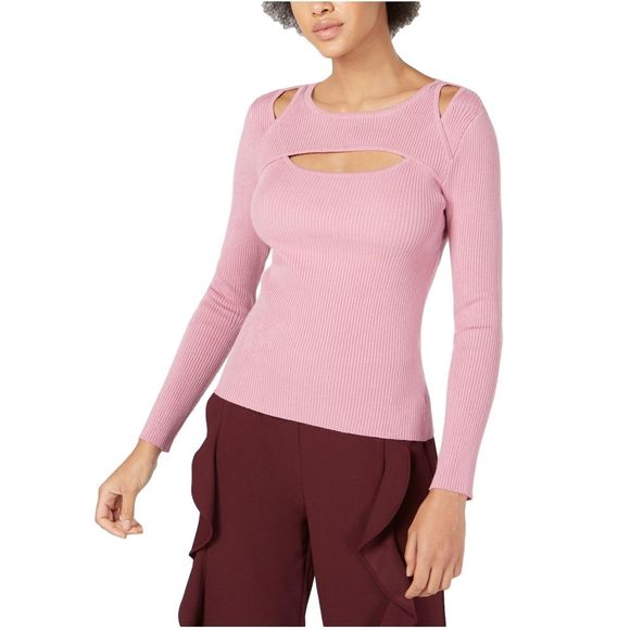 Bar III Mauve Cutout Ribbed Sweater - Picture 1 of 10